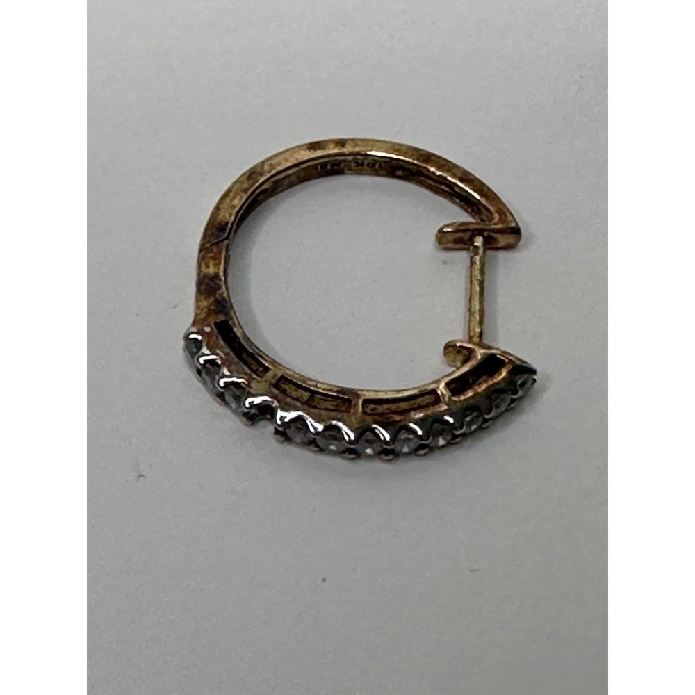 10k MSI Gold Hoop Diamonds Earring SINGLE ONLY ONE Hinged Post *Missing 1 Stone - Picture 14 of 15